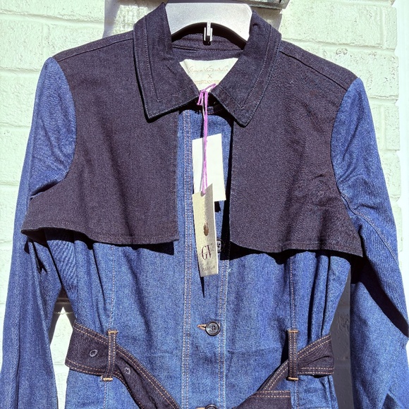 Christian Siriano Gloria Vanderbilt Denim Trench jacket 6 - Picture 2 of 16